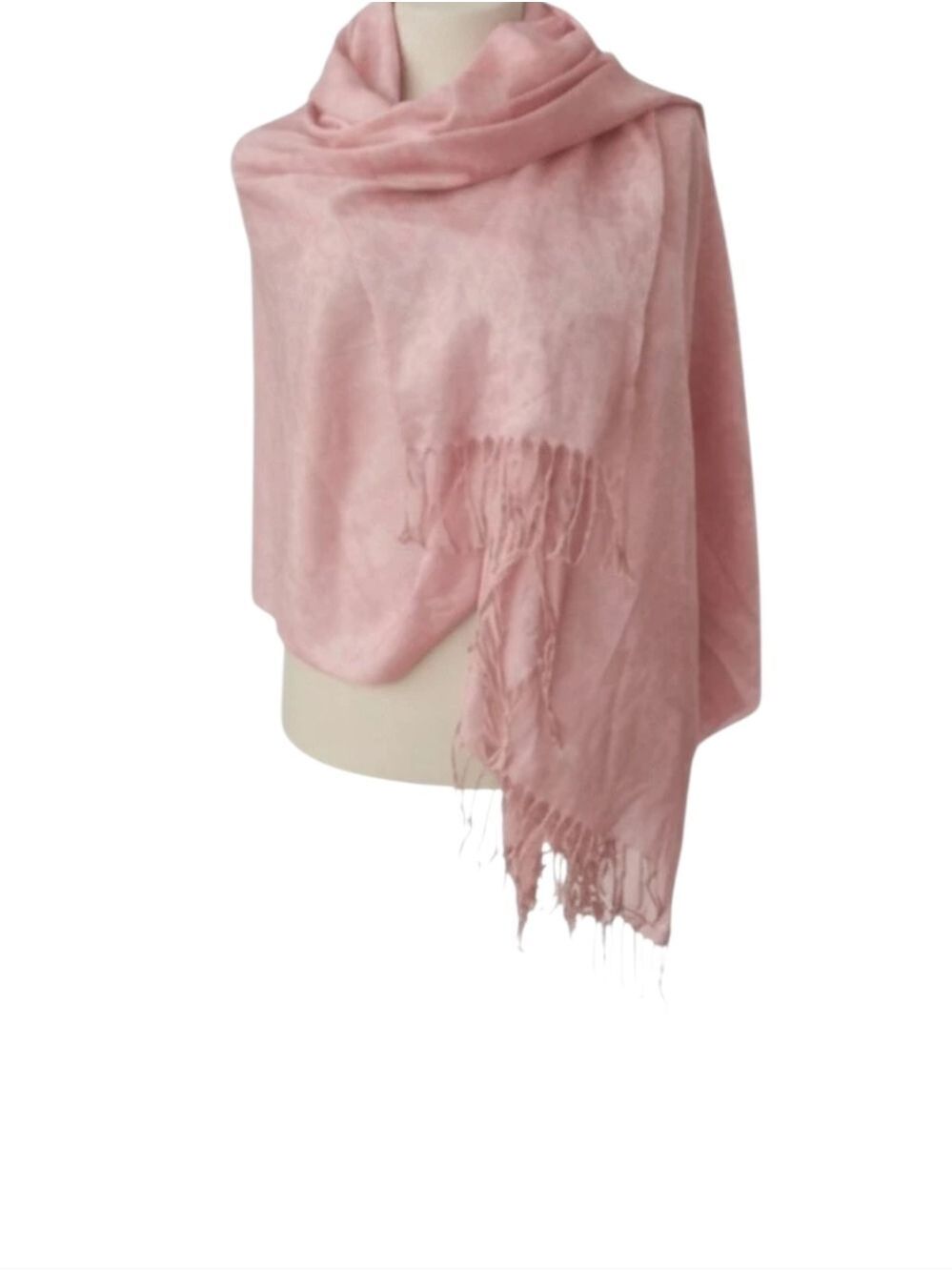 Isaac Mizrahi Pink Jacquard Fringed Wrap Scarf